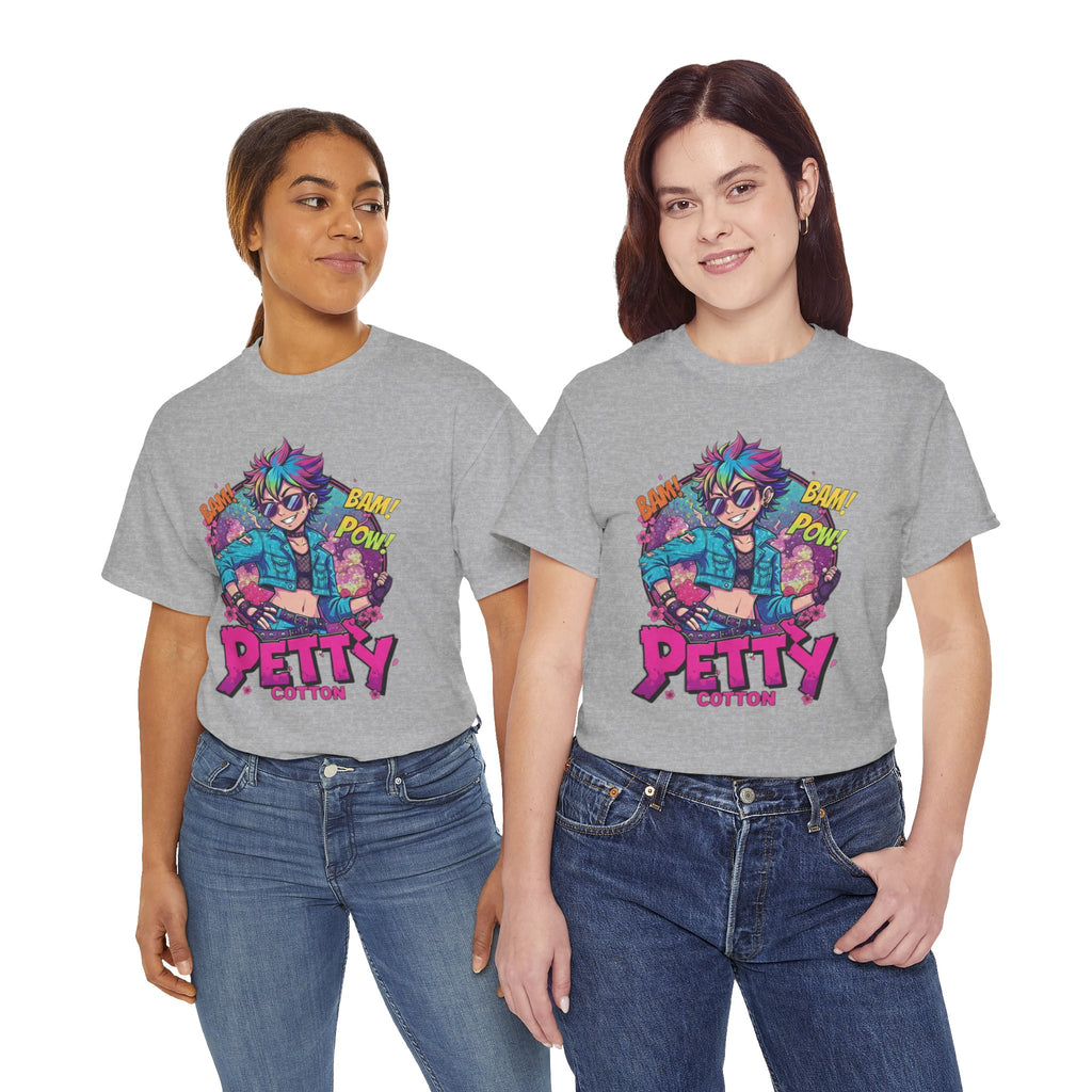 Petty Cotton Graphic Tee — Colorful Punk Anime-Inspired Design