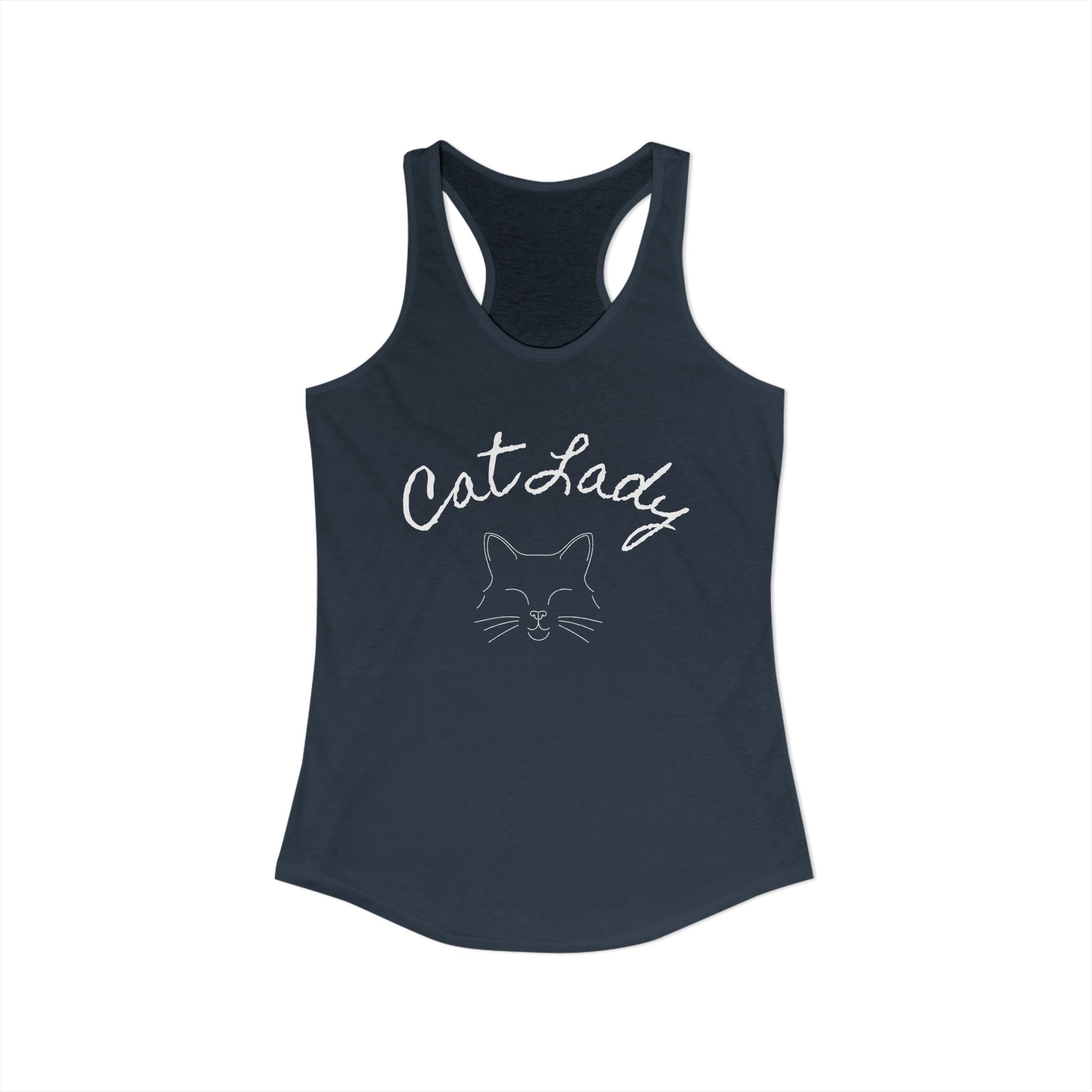 Cat Lady  In white font Women's Ideal Racerback Tank