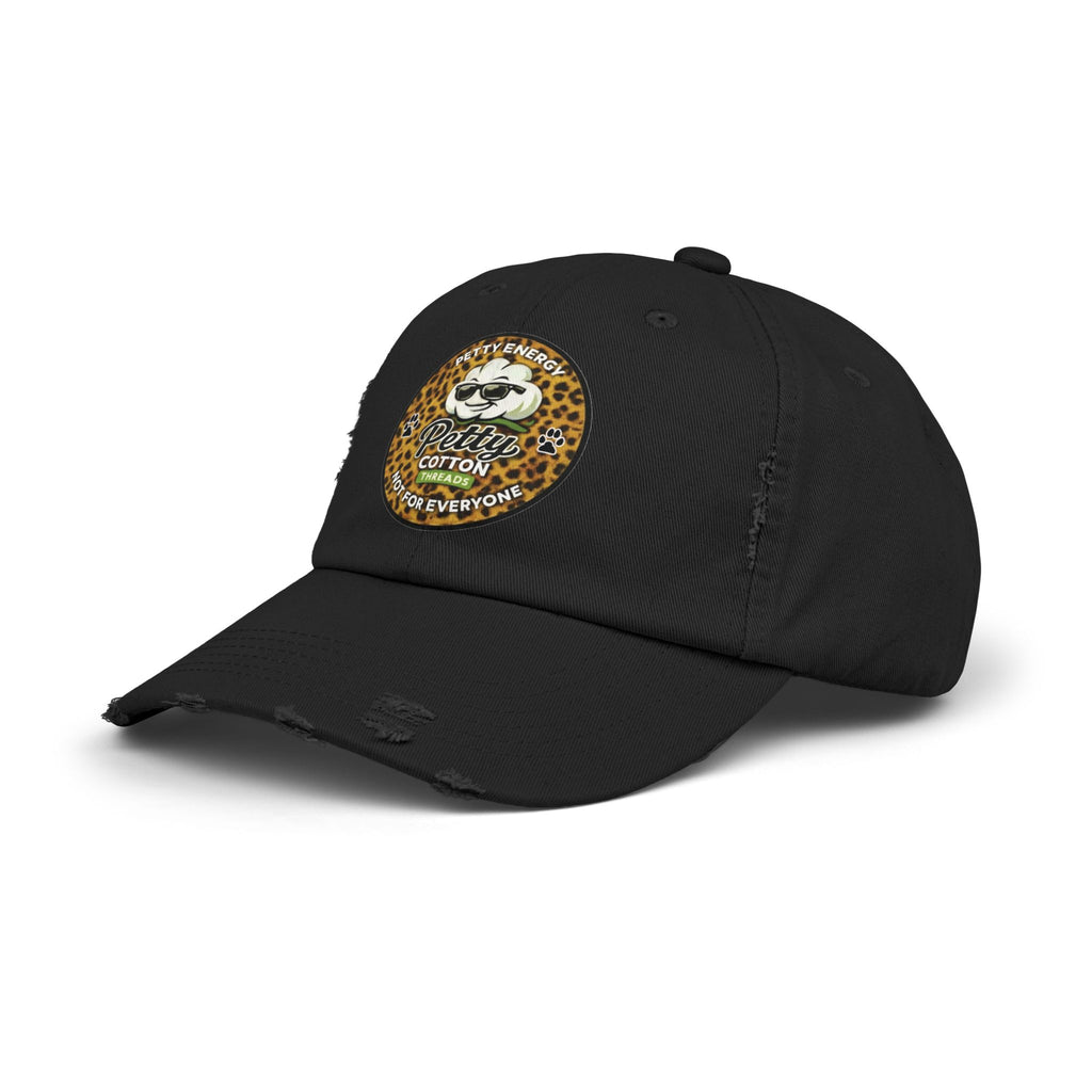 Petty Cotton Distressed Cap — Leopard Patch Dad Hat