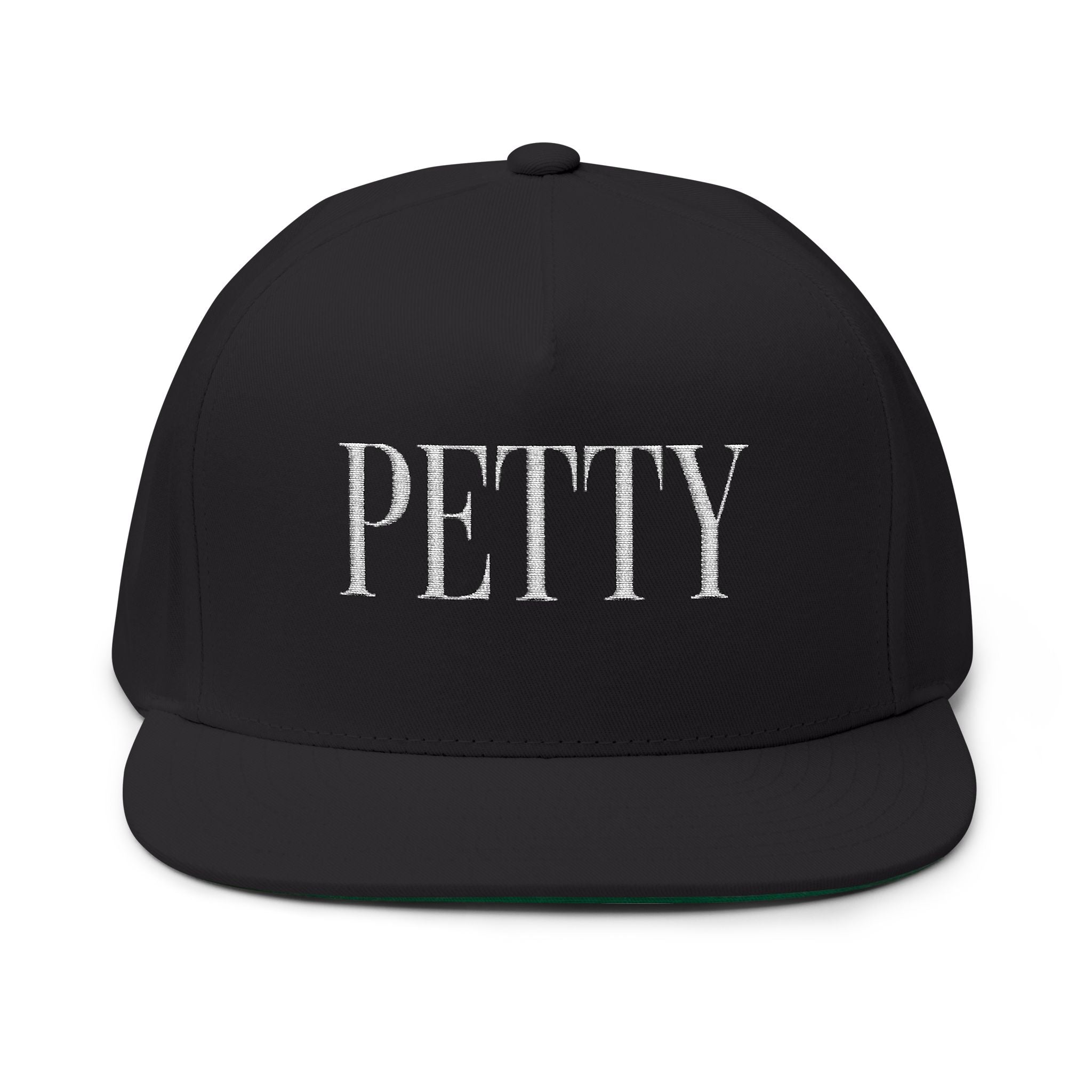 Petty Embroidered Flat Bill Cap — Bold Snapback Hat