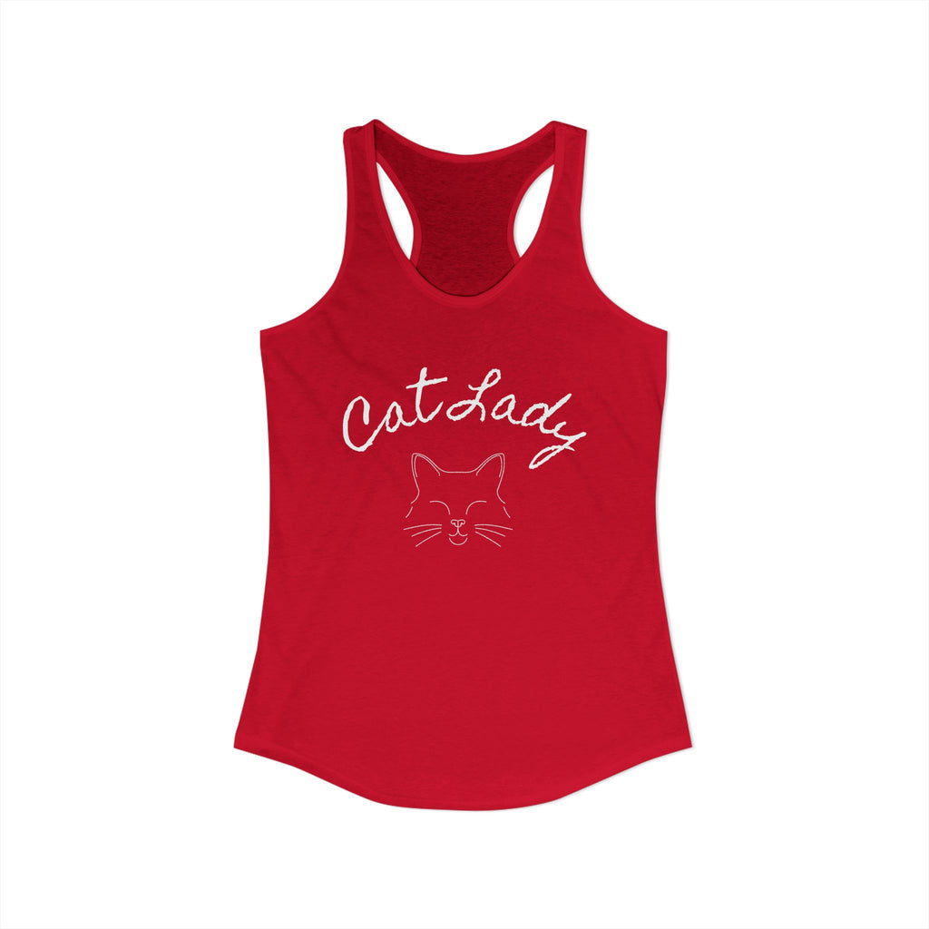 Cat Lady  In white font Women's Ideal Racerback Tank