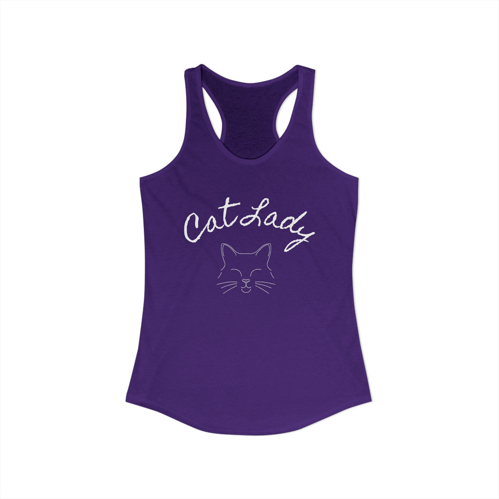 Cat Lady  In white font Women's Ideal Racerback Tank