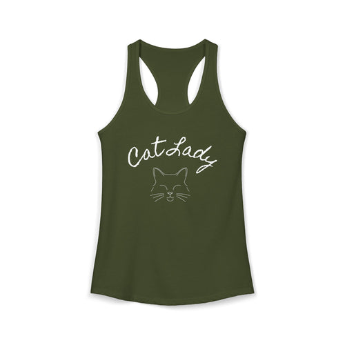 Cat Lady  In white font Women's Ideal Racerback Tank