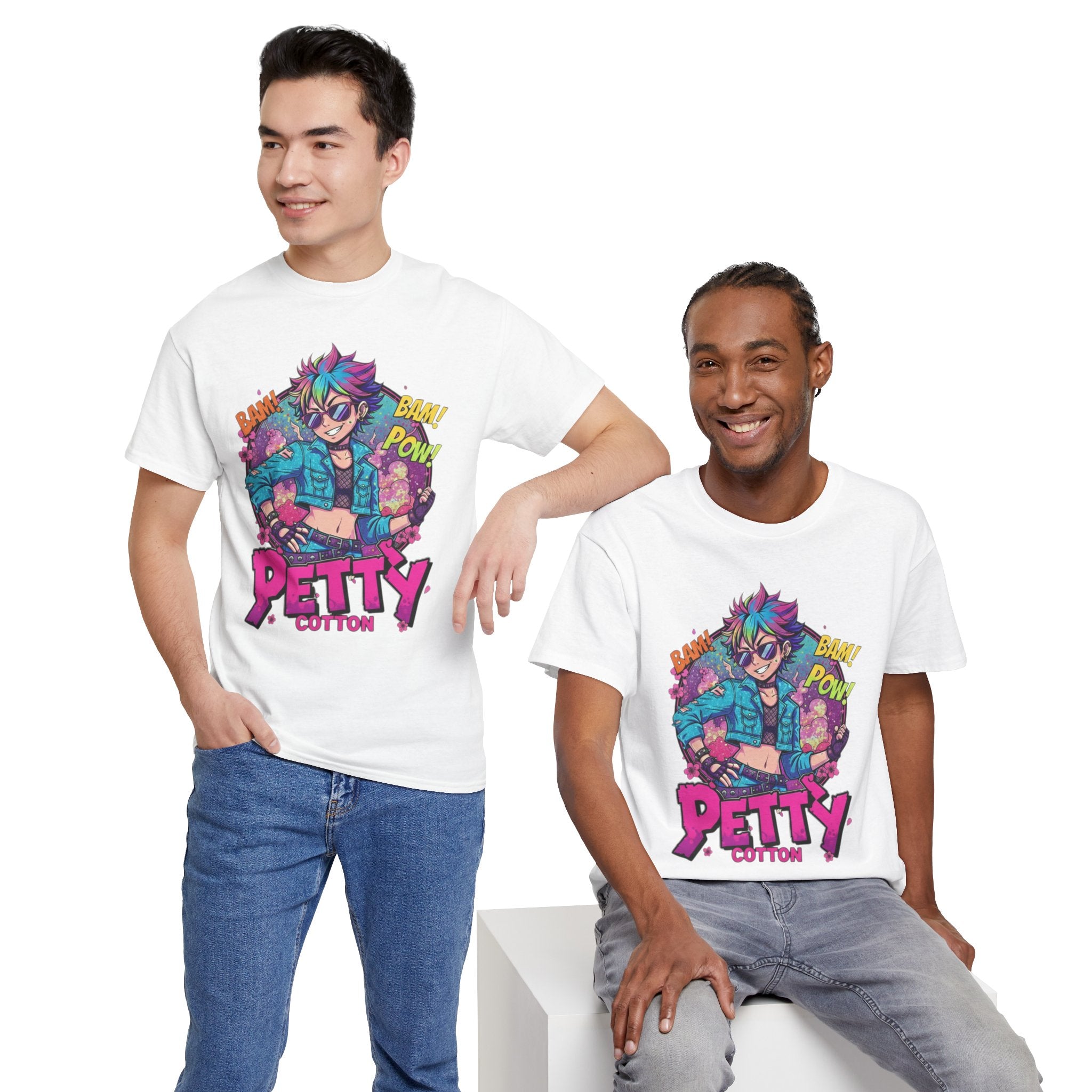 Petty Cotton Graphic Tee — Colorful Punk Anime-Inspired Design