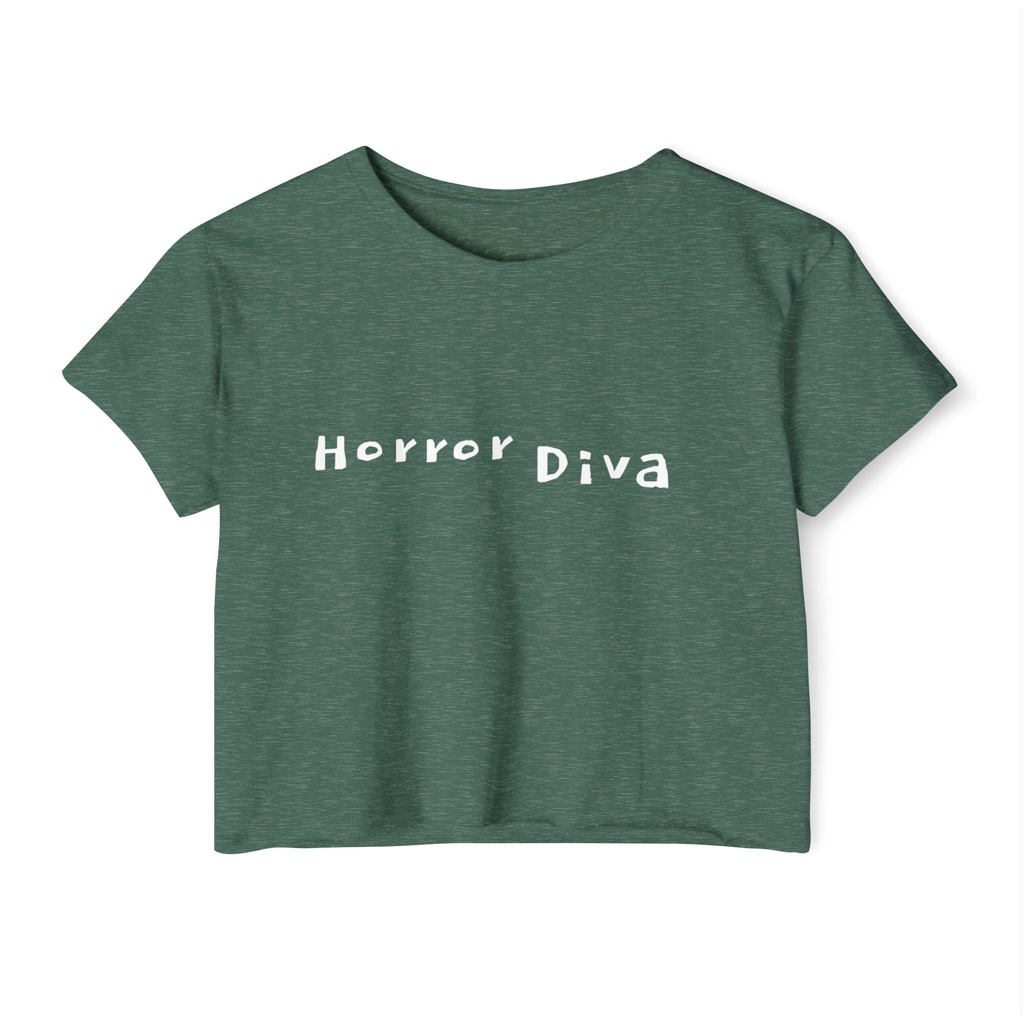 Horror Diva in White Font Gothic Festival Crop Top