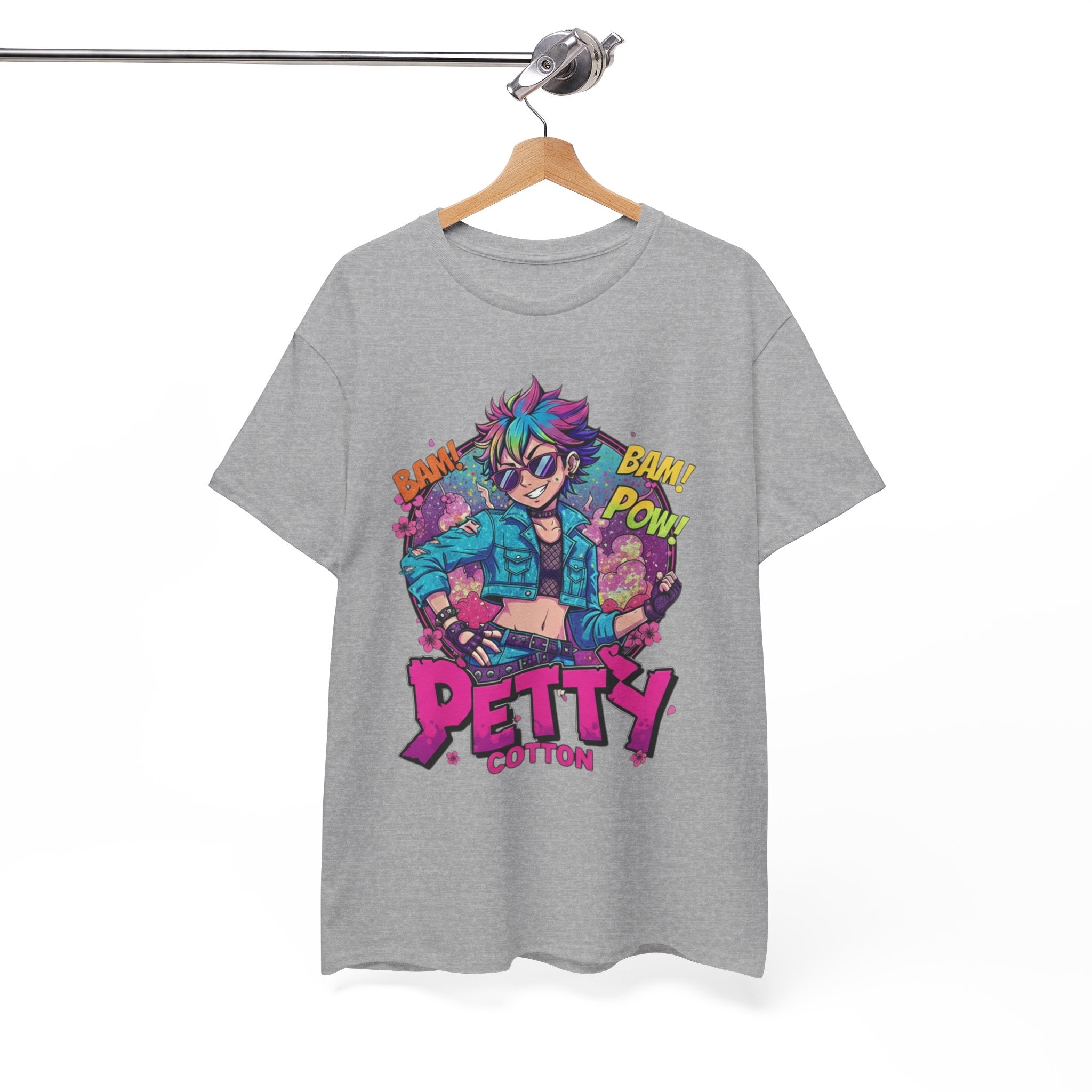Petty Cotton Graphic Tee — Colorful Punk Anime-Inspired Design