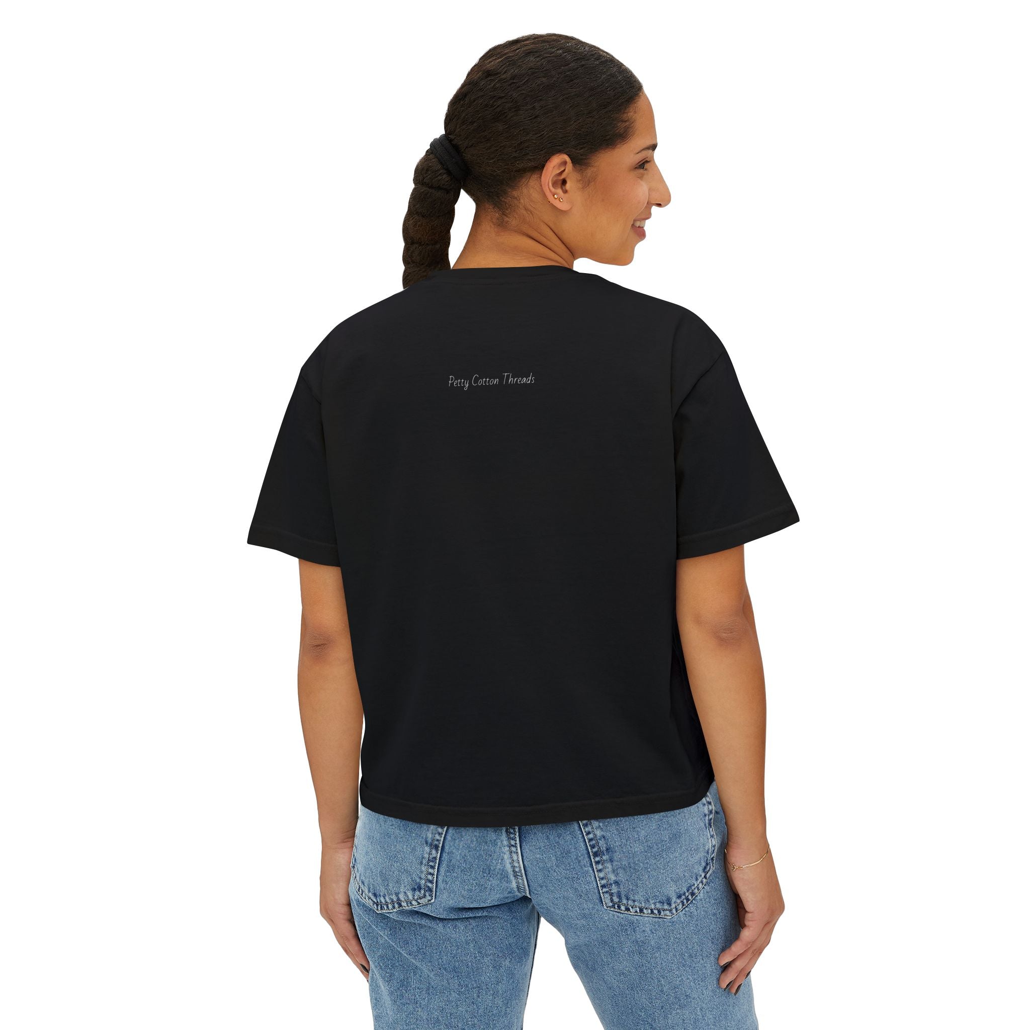 Womens Boxy Tee — Cat Ghost Mask Horror Graphic Tee
