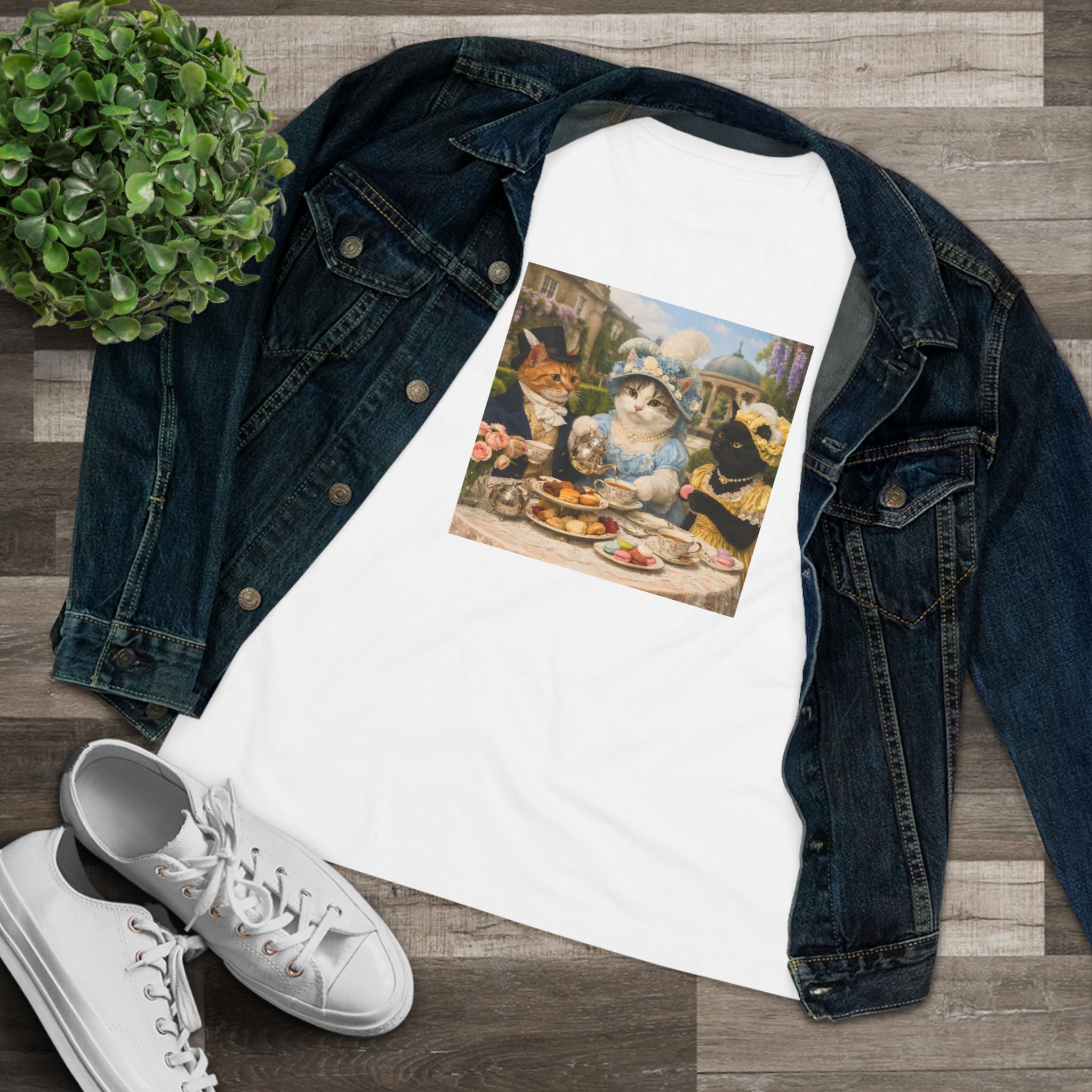 Vintage Cat Tea Party Women's Tee