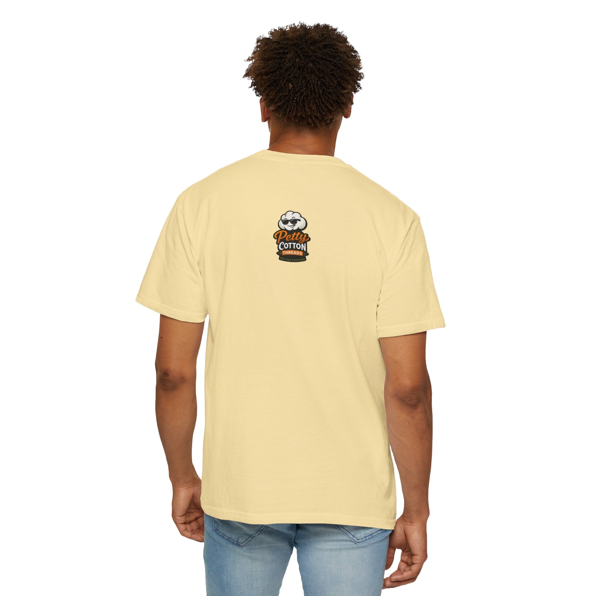 Ask Me Why I'm Petty T-Shirt — Funny Statement Tee with Cotton Logo (Back)