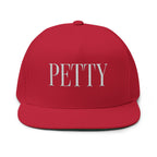 Petty Embroidered Flat Bill Cap — Bold Snapback Hat