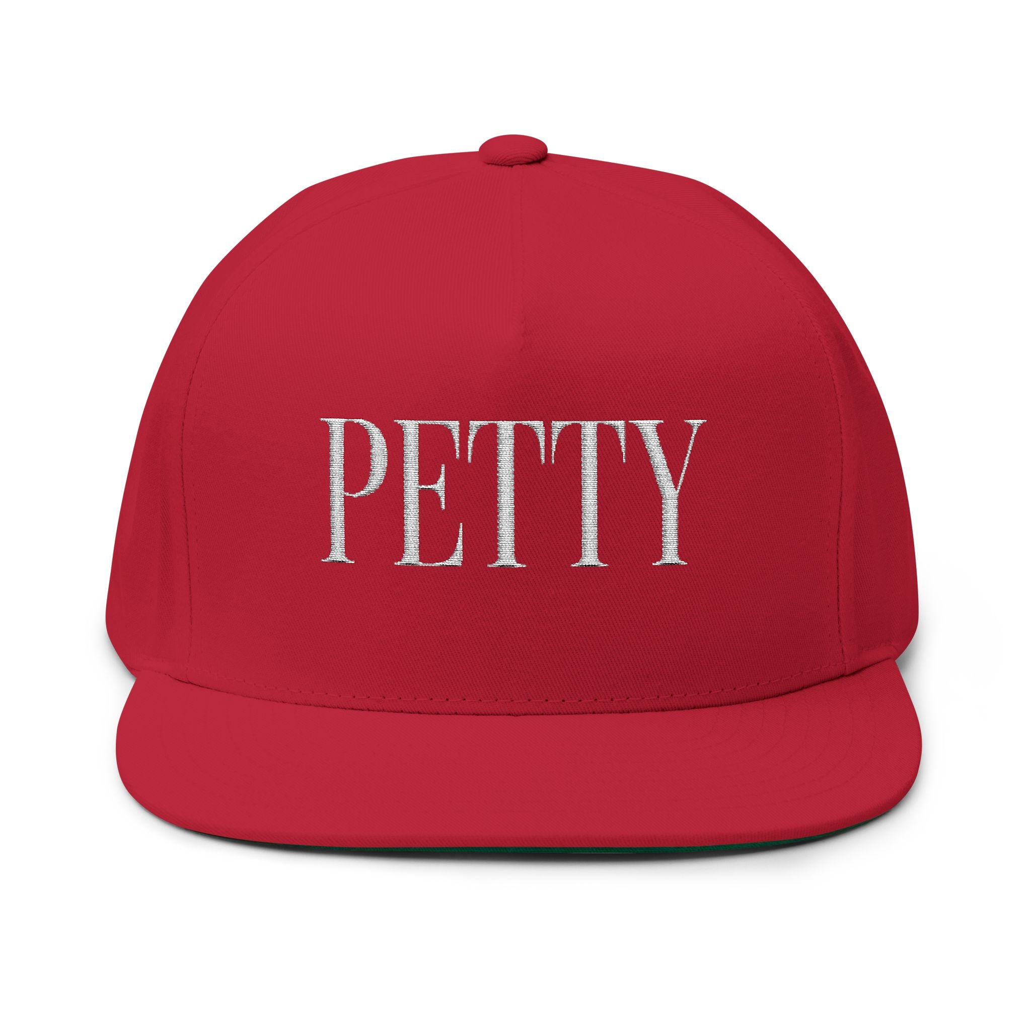 Petty Embroidered Flat Bill Cap — Bold Snapback Hat