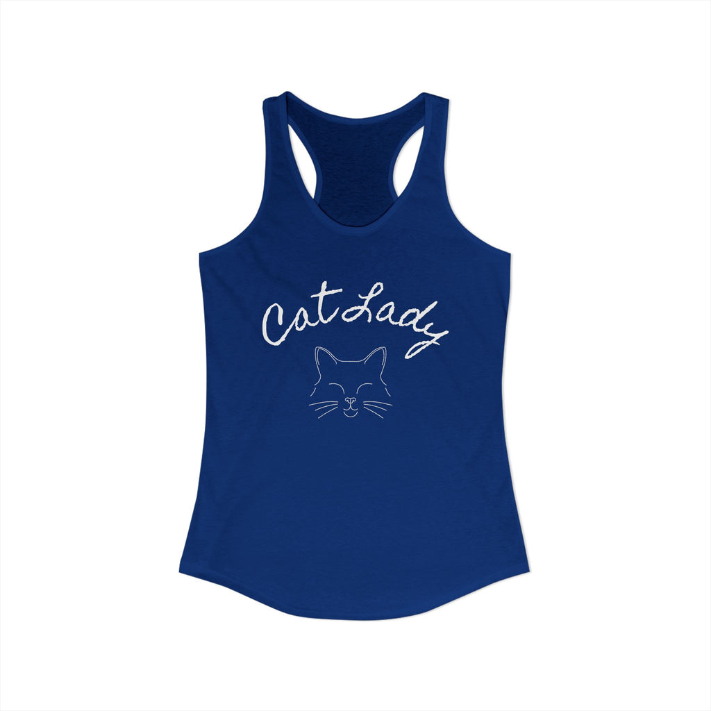 Cat Lady  In white font Women's Ideal Racerback Tank