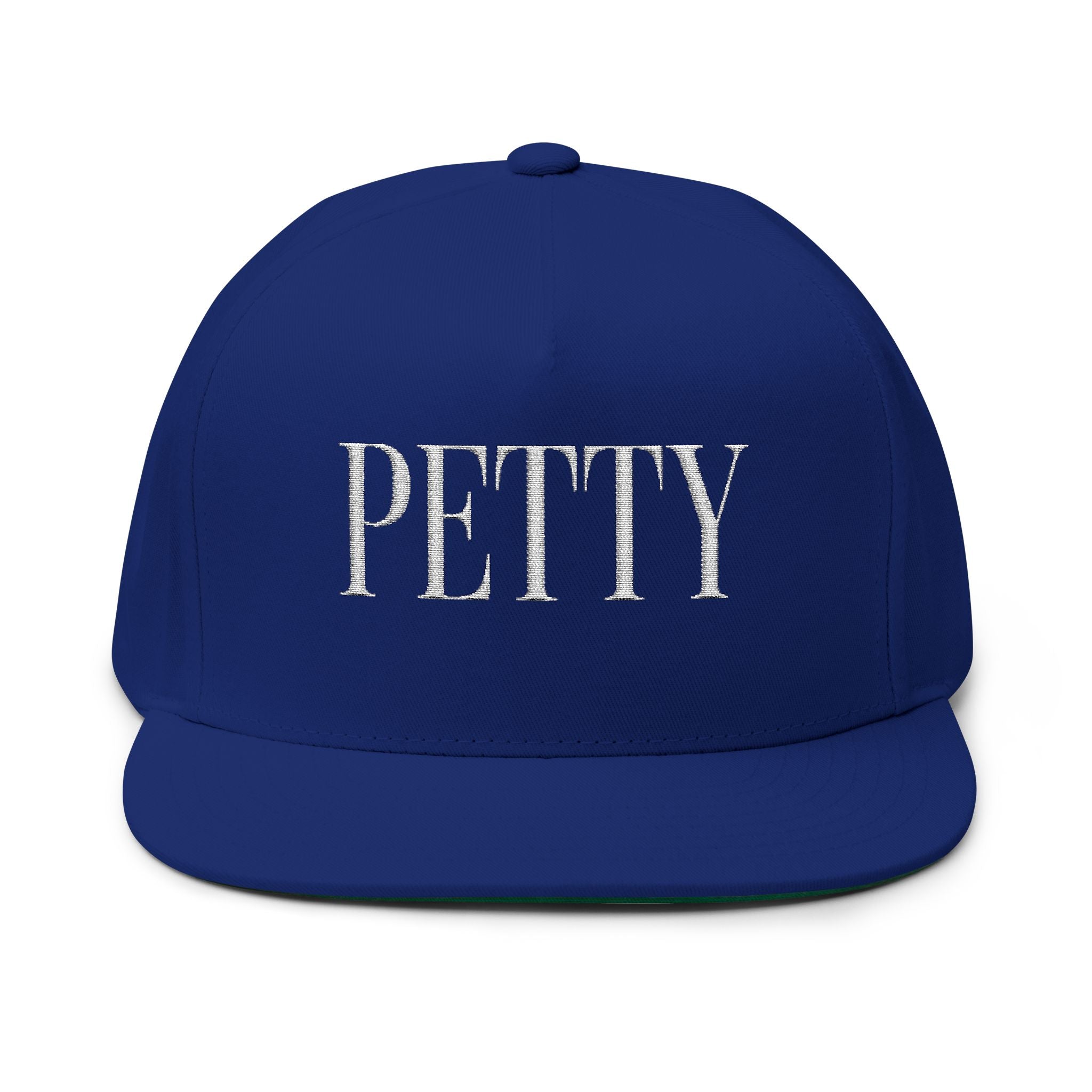 Petty Embroidered Flat Bill Cap — Bold Snapback Hat