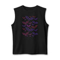 Bat Flock Muscle Tank — Neon Halloween Bat Silhouette Tank Top