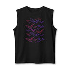 Bat Flock Muscle Tank — Neon Halloween Bat Silhouette Tank Top