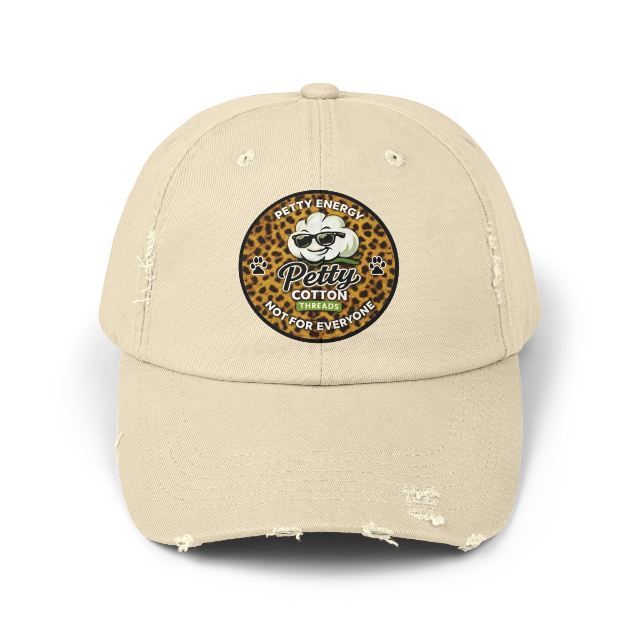 Petty Cotton Distressed Cap — Leopard Patch Dad Hat