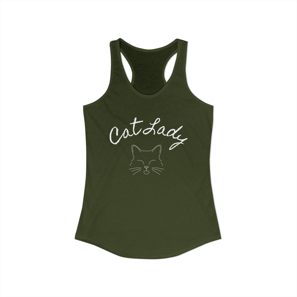 Cat Lady  In white font Women's Ideal Racerback Tank