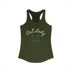 Cat Lady  In white font Women's Ideal Racerback Tank