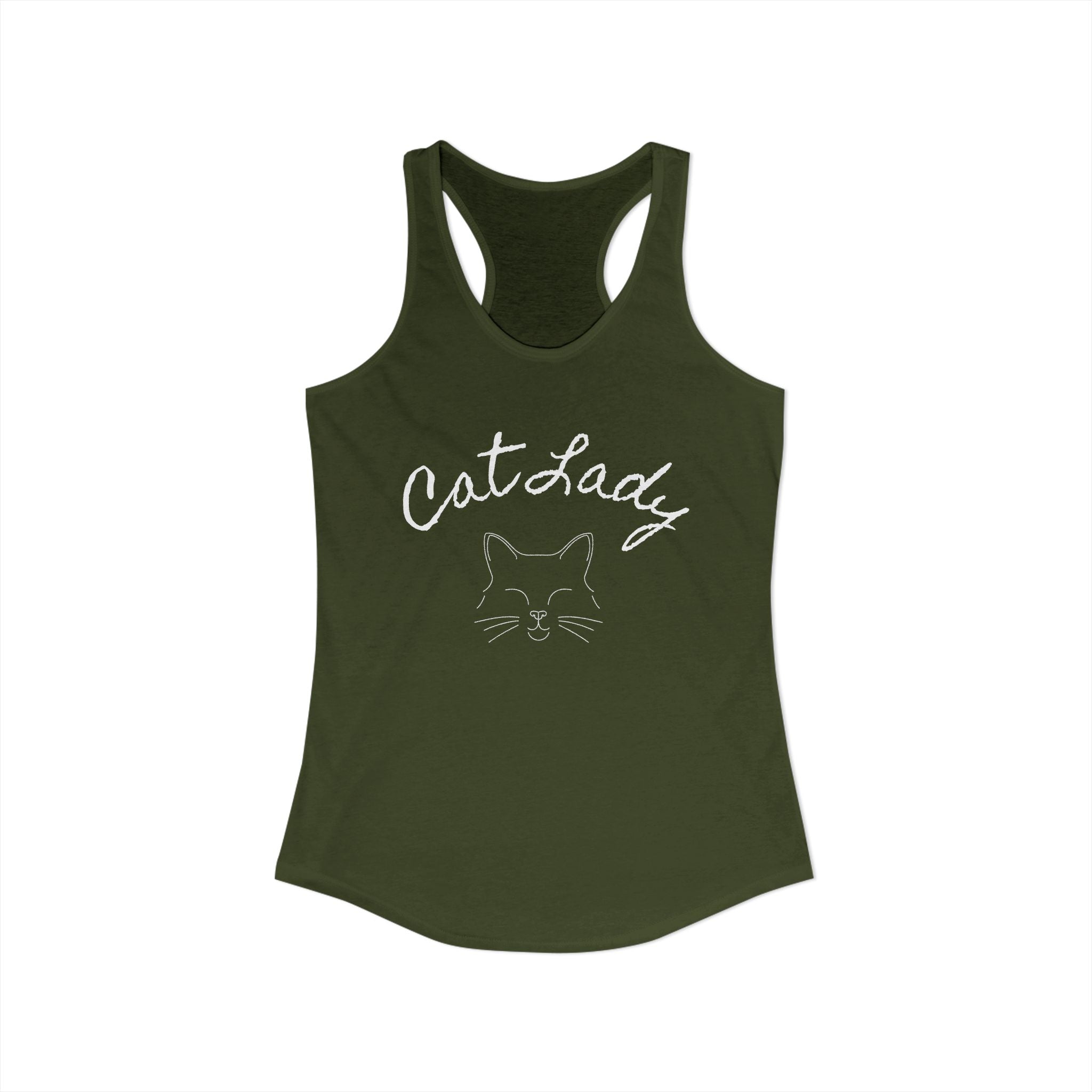 Cat Lady  In white font Women's Ideal Racerback Tank