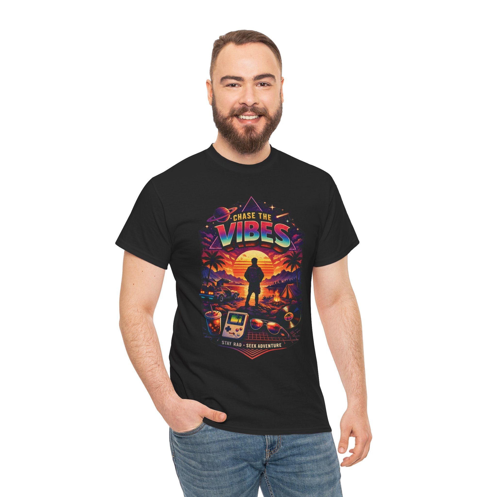 Chase the Vibes T-Shirt – Retro Sunset Surf Adventure Graphic Tee