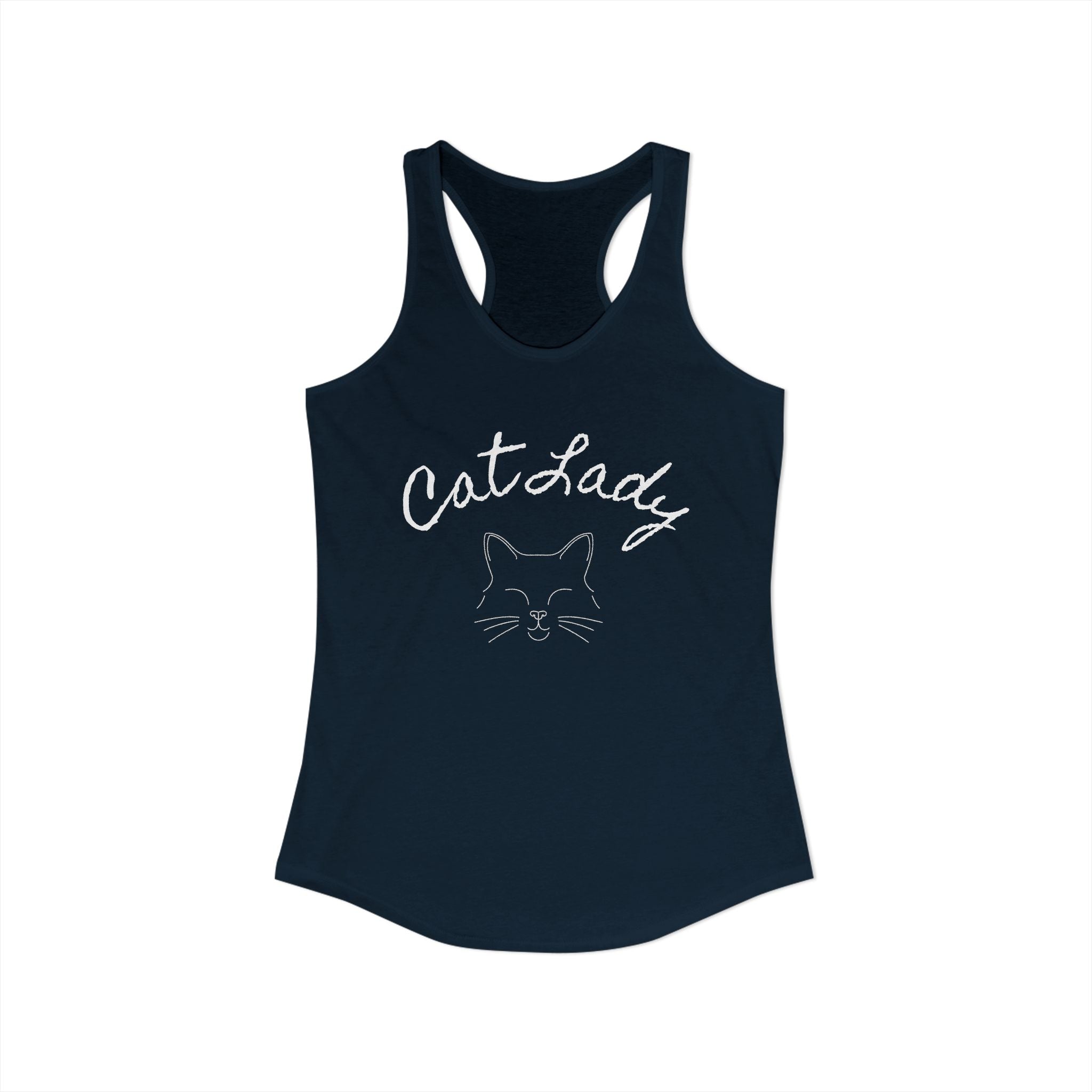 Cat Lady  In white font Women's Ideal Racerback Tank