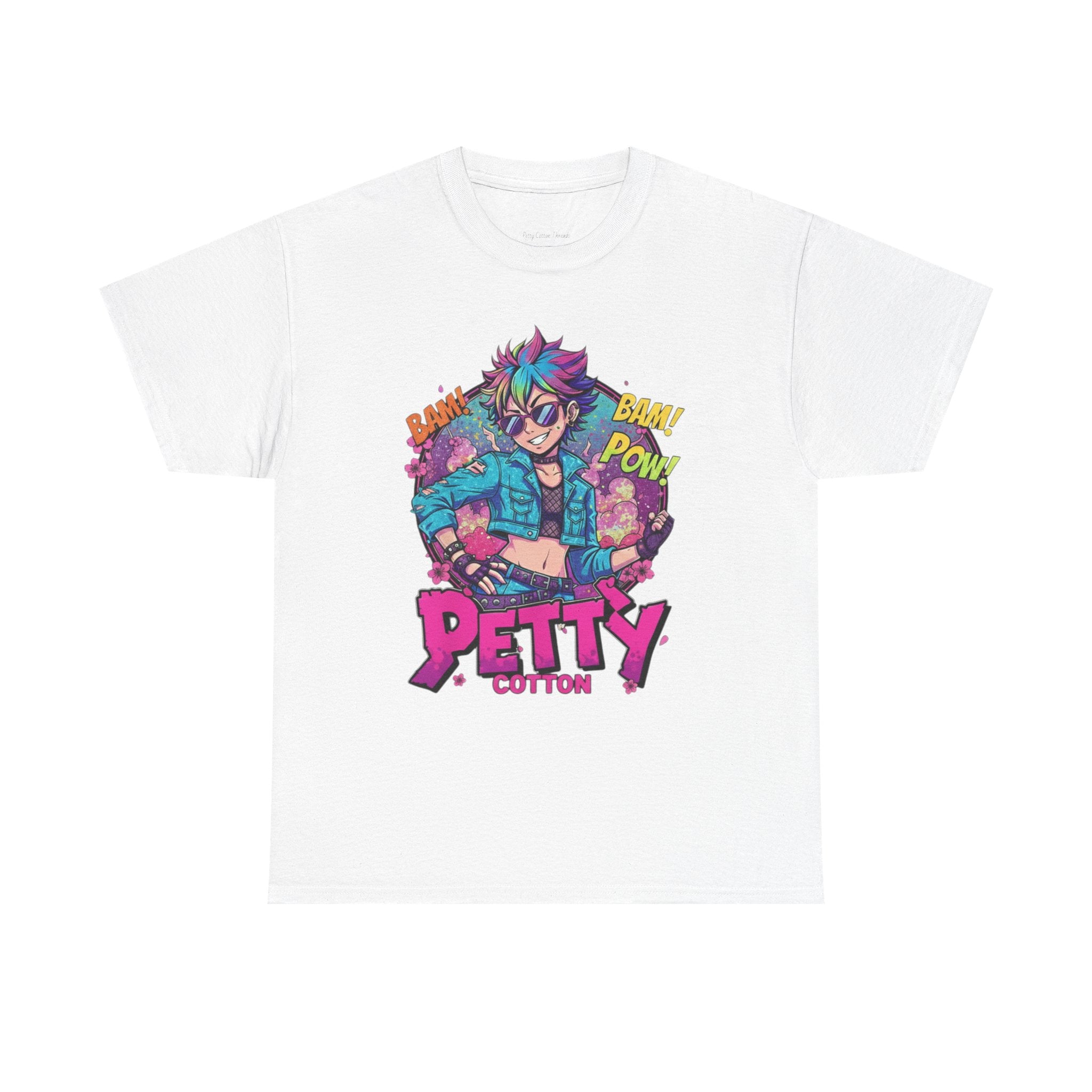 Petty Cotton Graphic Tee — Colorful Punk Anime-Inspired Design
