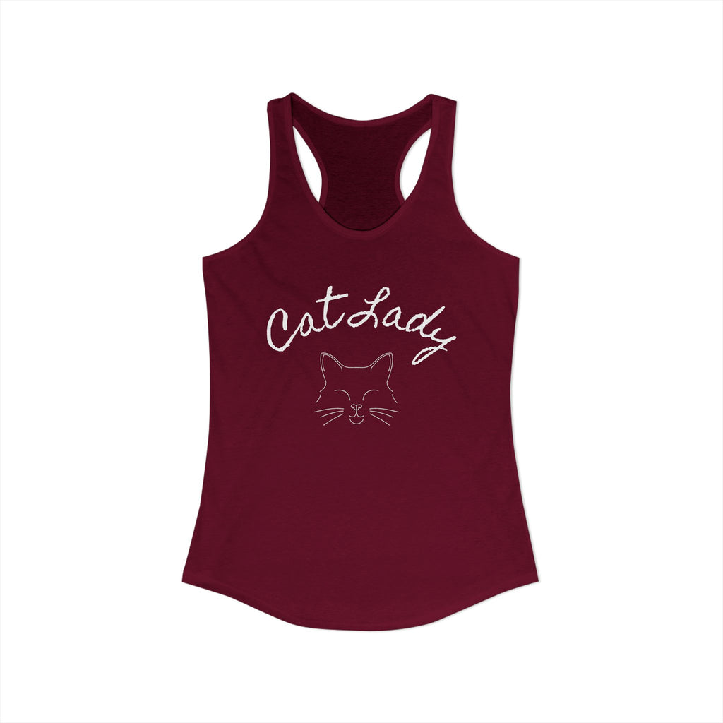 Cat Lady  In white font Women's Ideal Racerback Tank