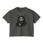 Womens Boxy Tee — Cat Ghost Mask Horror Graphic Tee