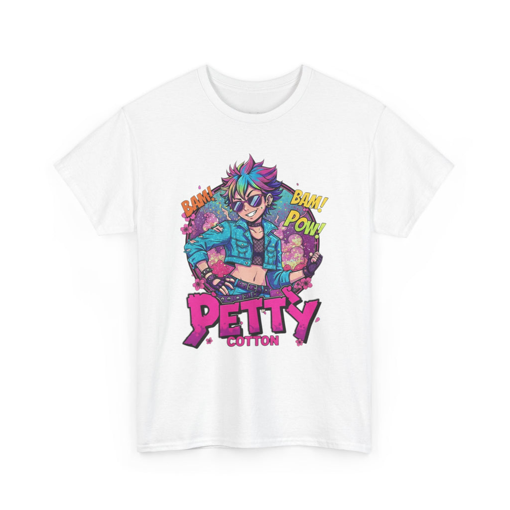 Petty Cotton Graphic Tee — Colorful Punk Anime-Inspired Design