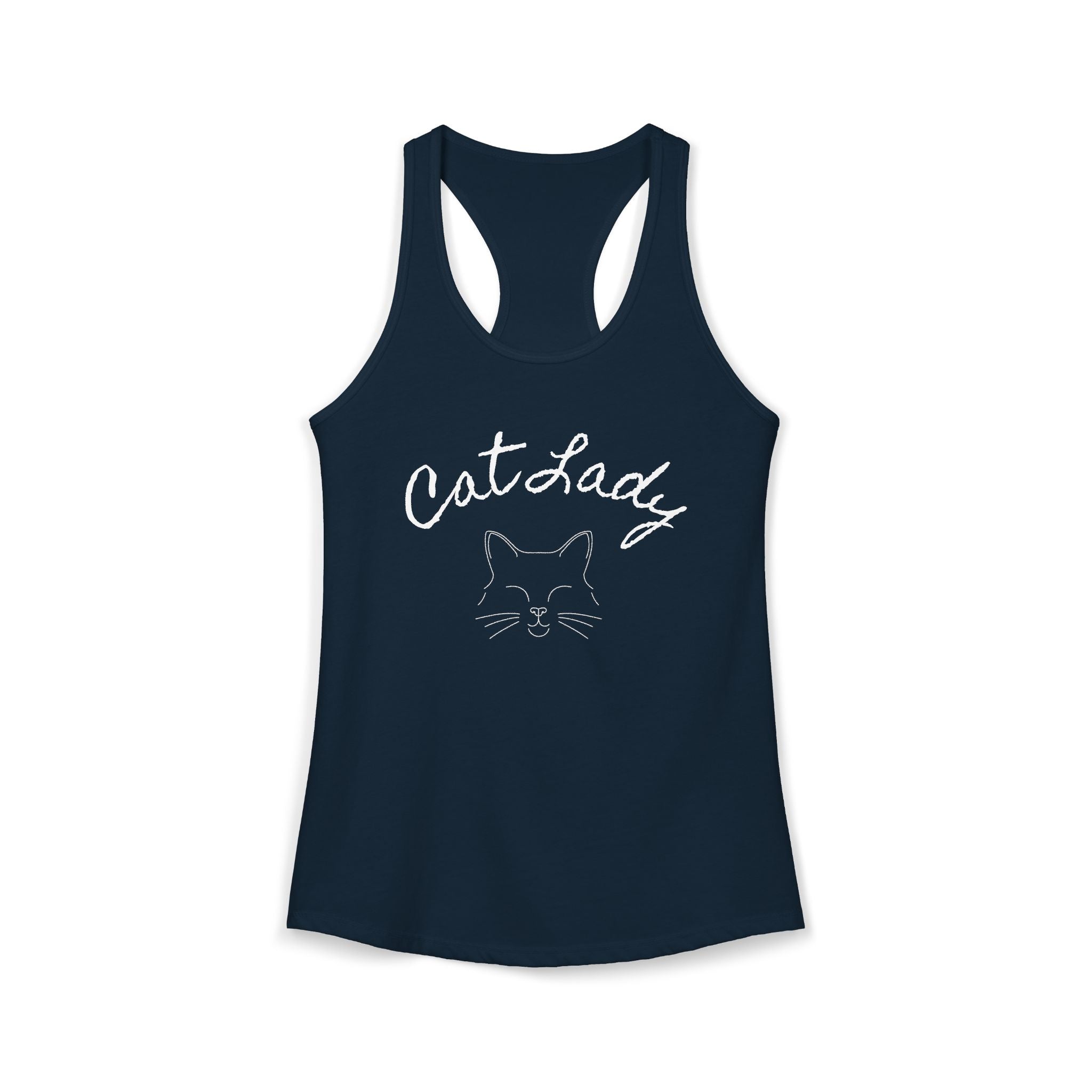 Cat Lady  In white font Women's Ideal Racerback Tank