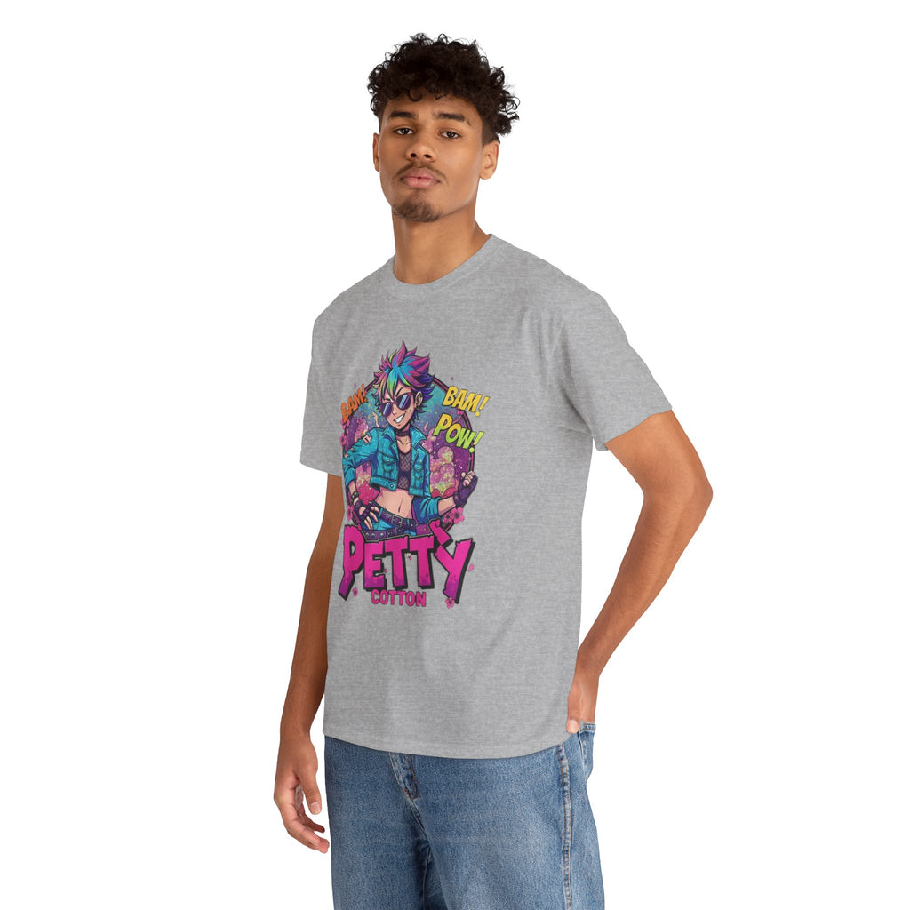 Petty Cotton Graphic Tee — Colorful Punk Anime-Inspired Design