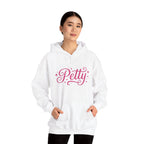 Petty Pink Script Hoodie — Cute Feminine "Petty" Pullover