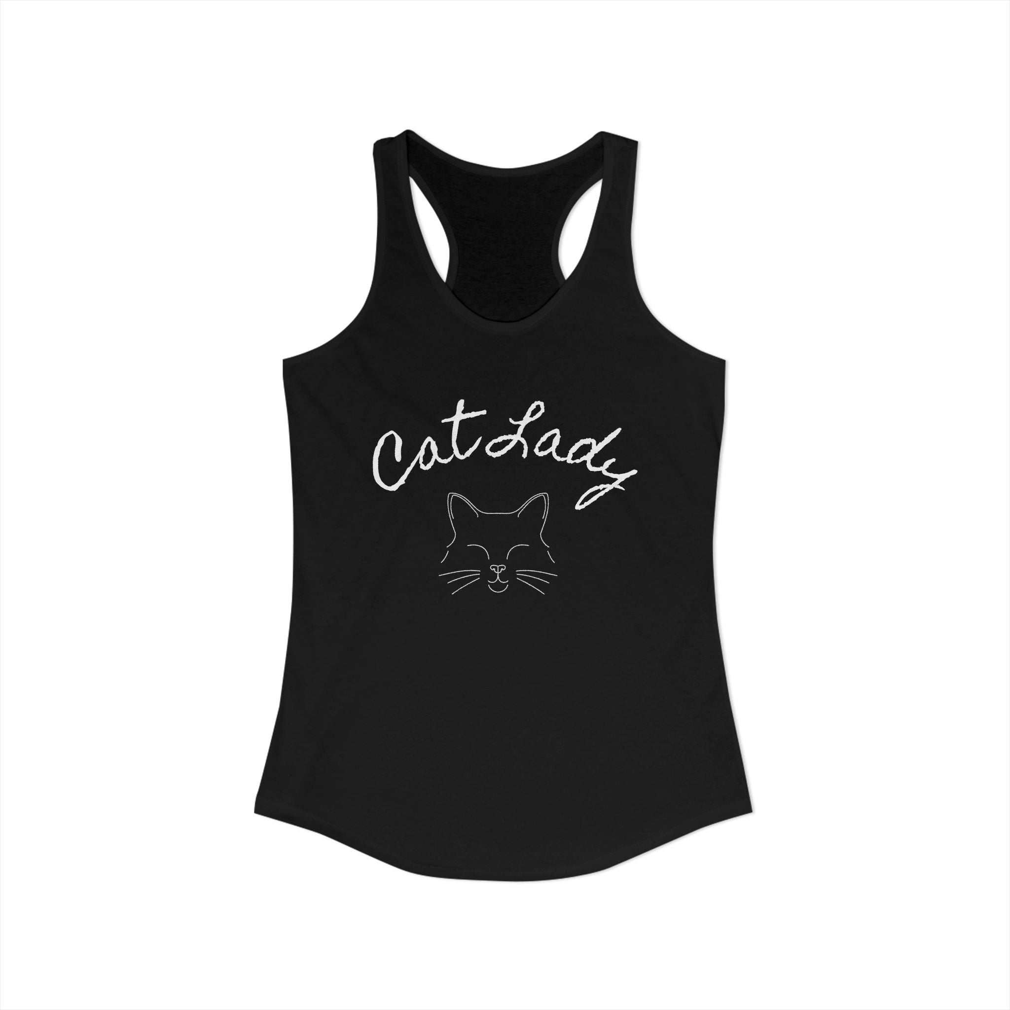 Cat Lady  In white font Women's Ideal Racerback Tank