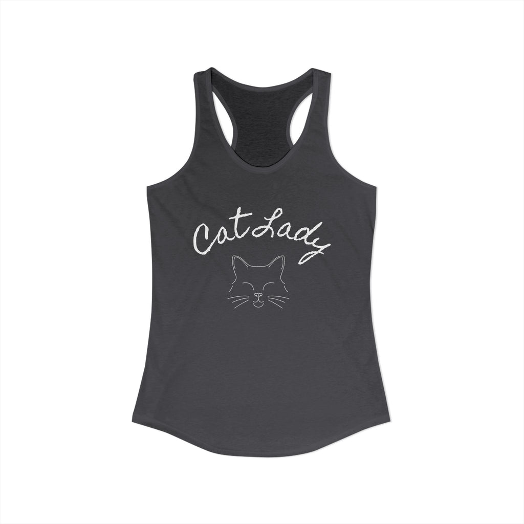 Cat Lady  In white font Women's Ideal Racerback Tank