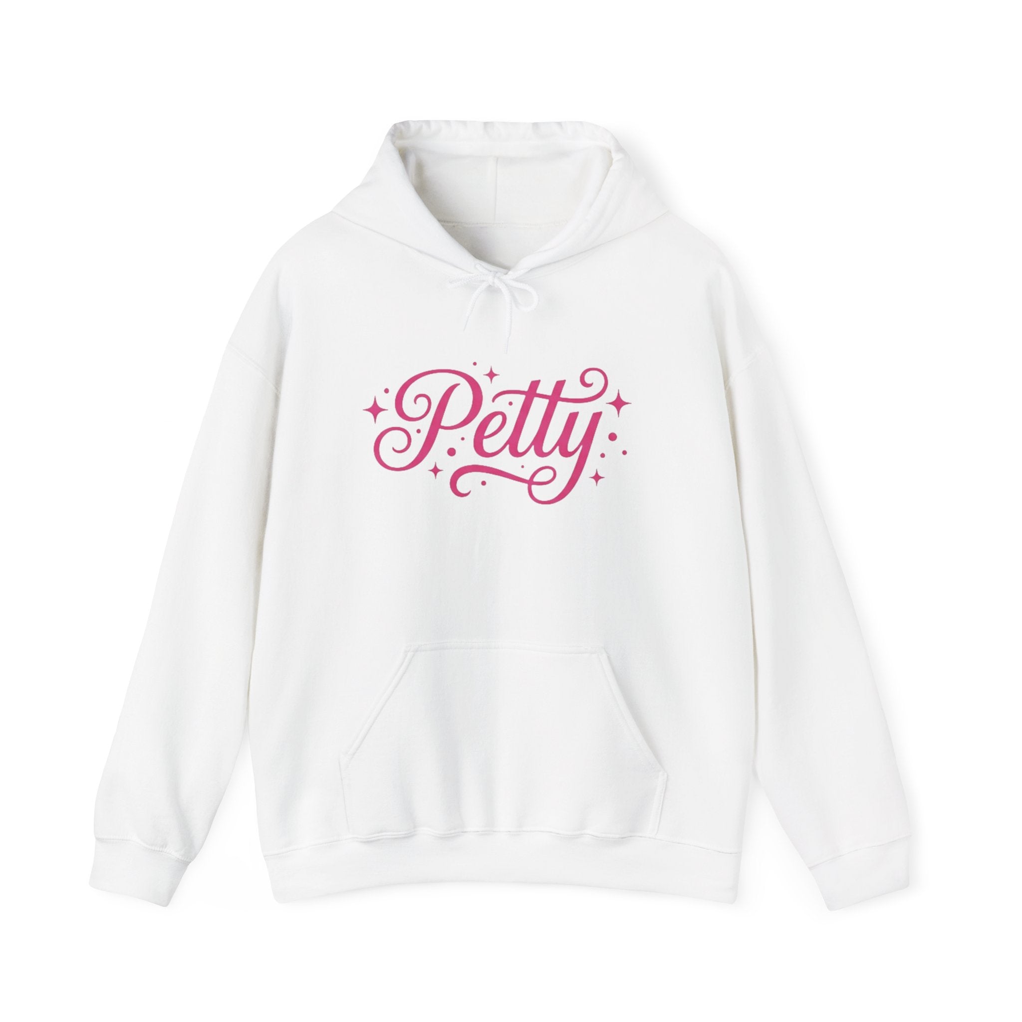 Petty Pink Script Hoodie — Cute Feminine "Petty" Pullover