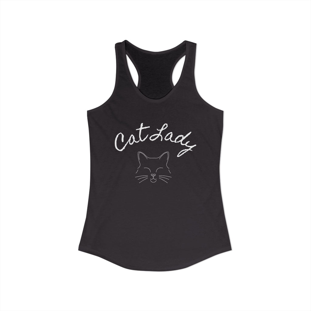 Cat Lady  In white font Women's Ideal Racerback Tank