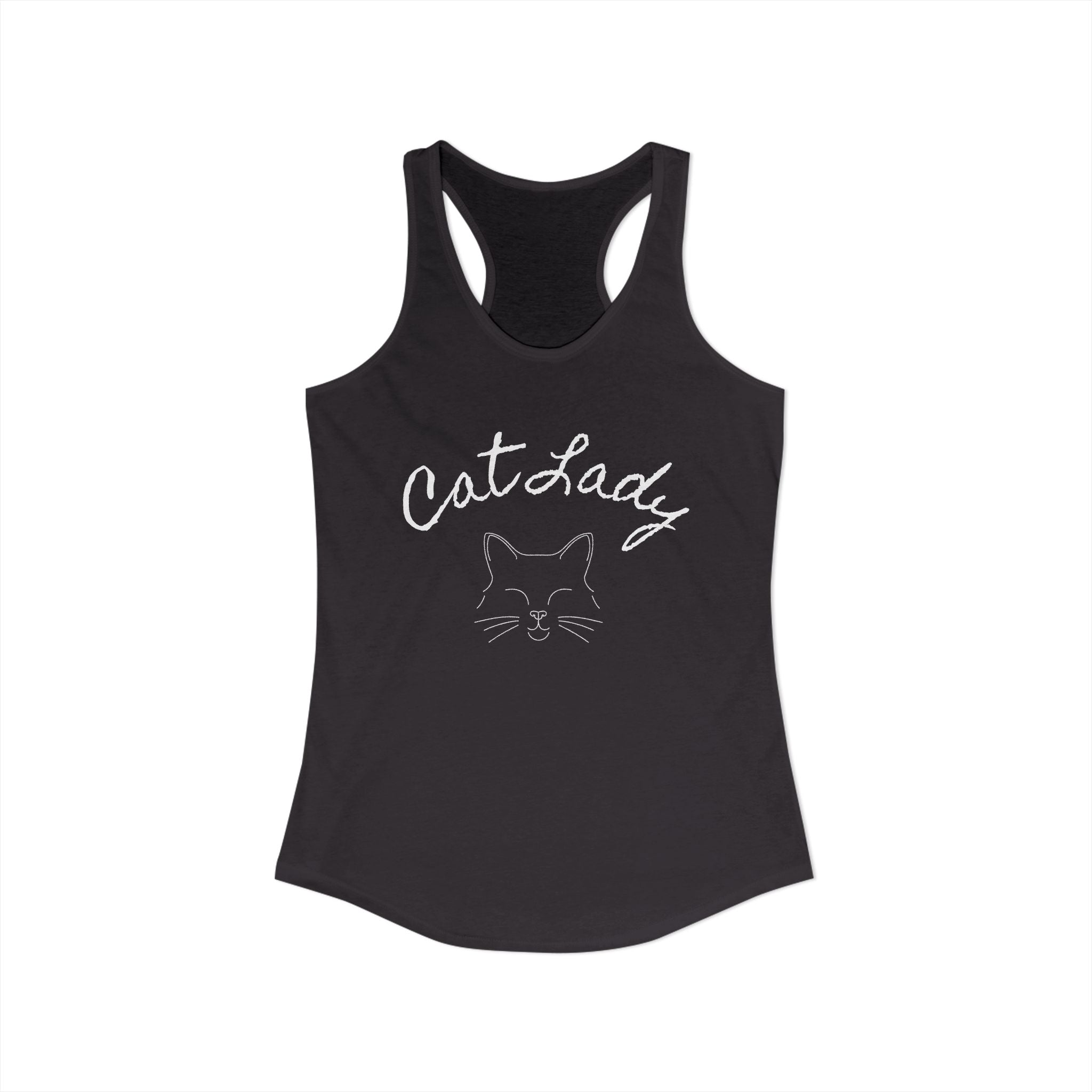 Cat Lady  In white font Women's Ideal Racerback Tank