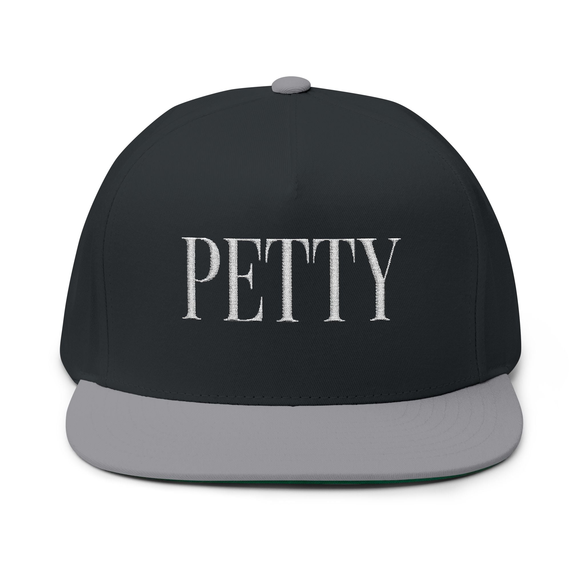 Petty Embroidered Flat Bill Cap — Bold Snapback Hat