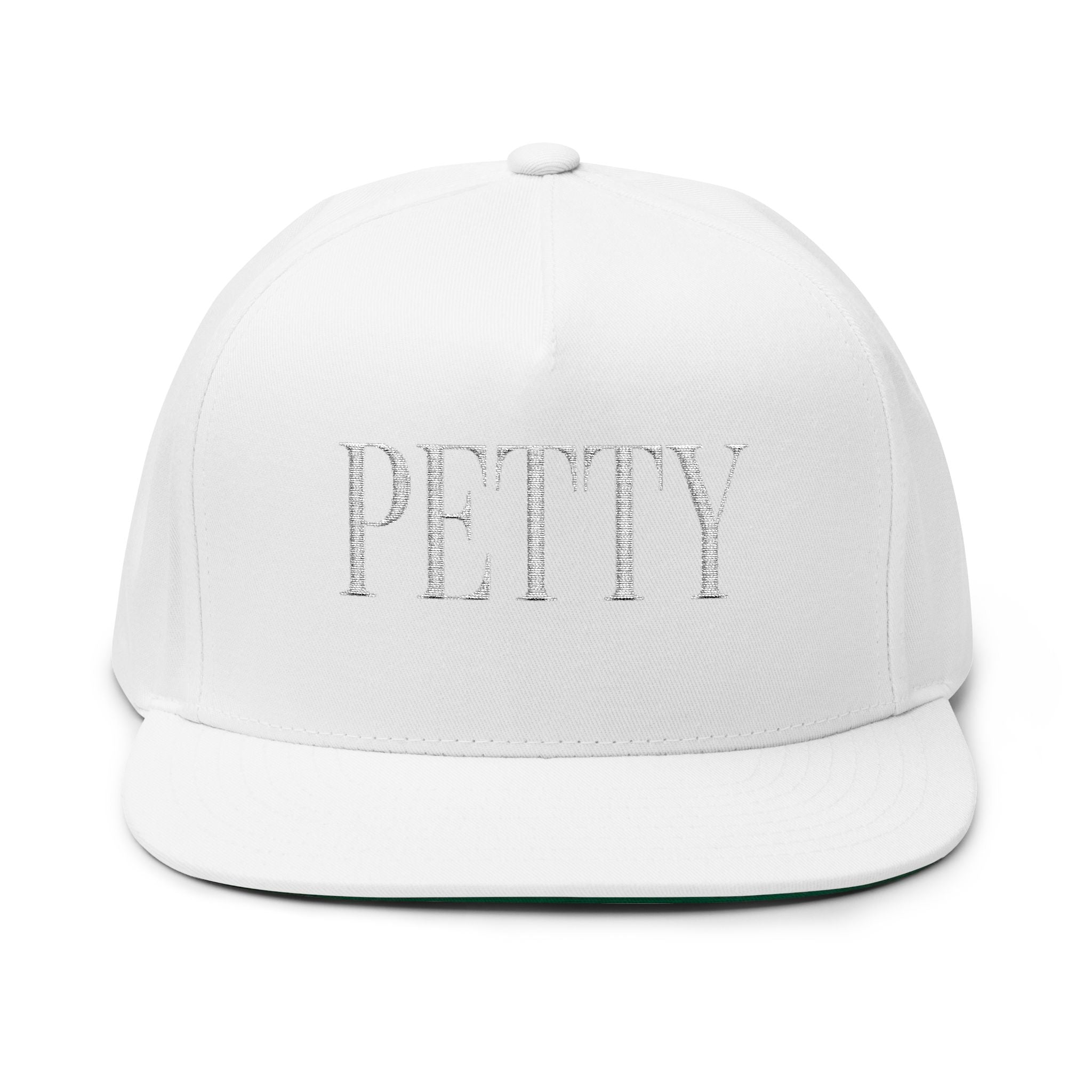 Petty Embroidered Flat Bill Cap — Bold Snapback Hat