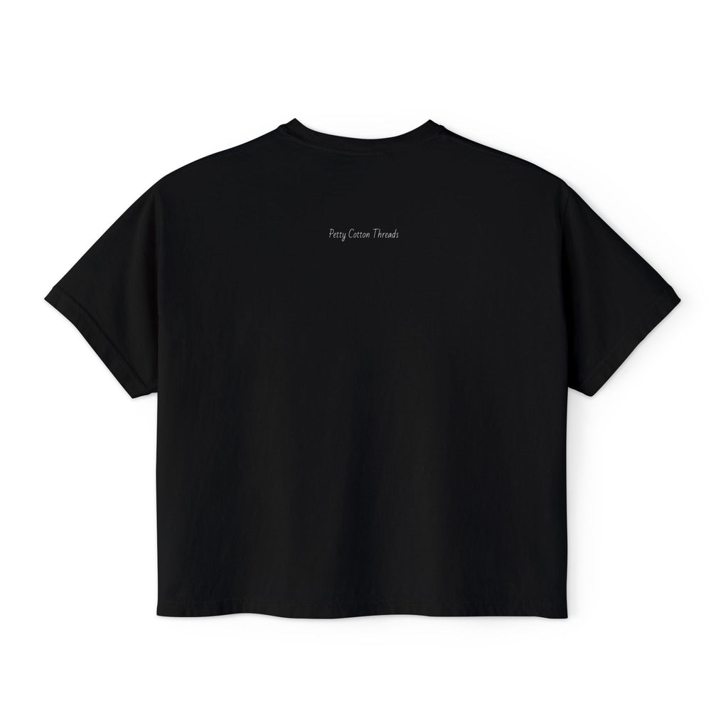 Womens Boxy Tee — Cat Ghost Mask Horror Graphic Tee