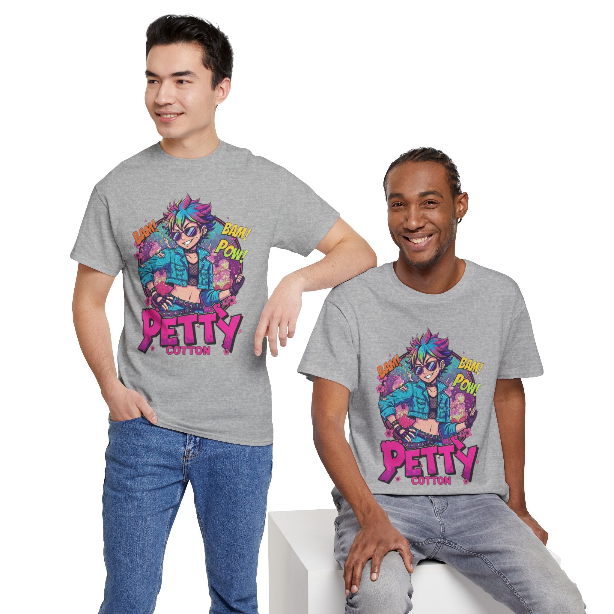 Petty Cotton Graphic Tee — Colorful Punk Anime-Inspired Design