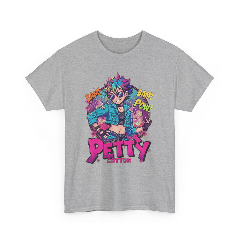 Petty Cotton Graphic Tee — Colorful Punk Anime-Inspired Design