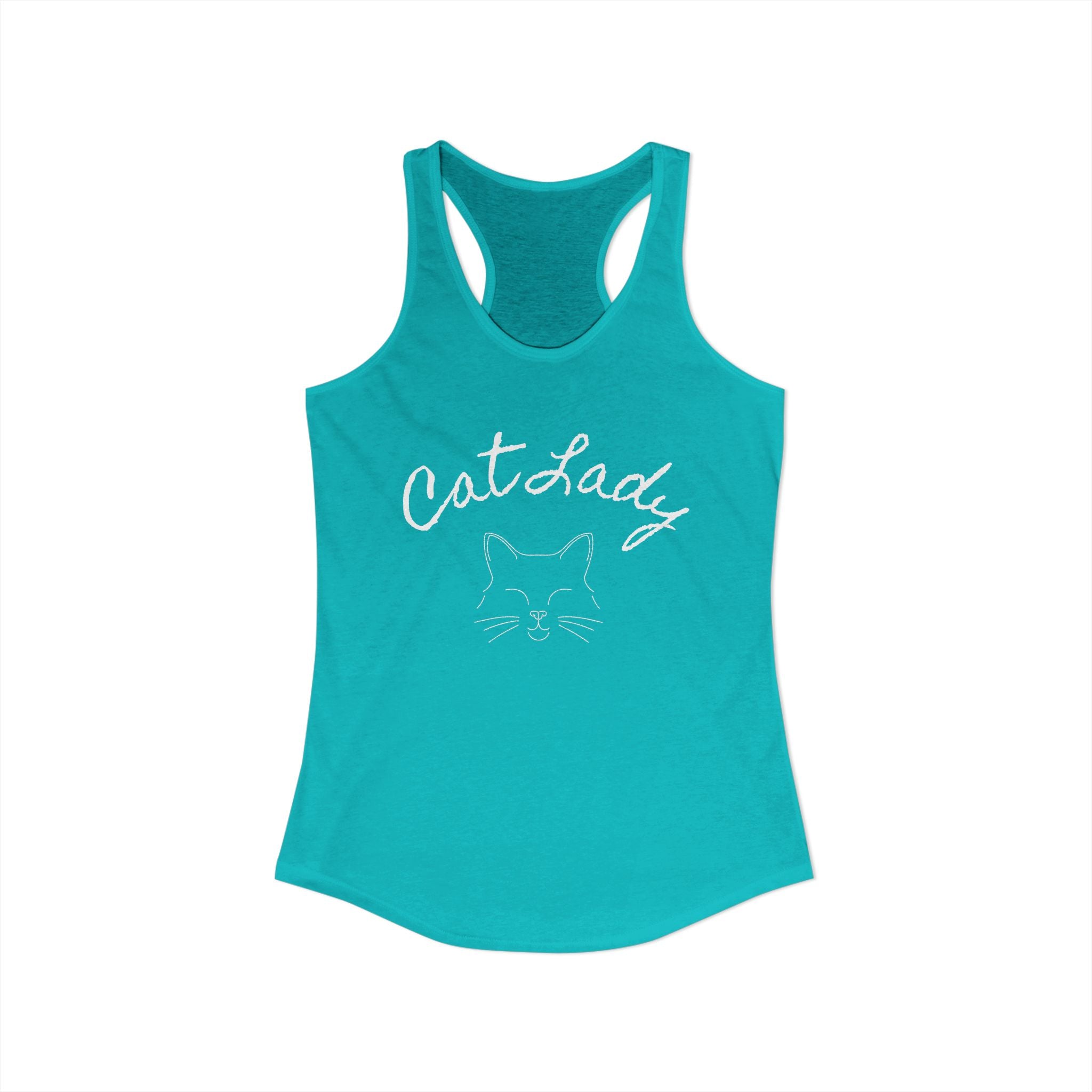 Cat Lady  In white font Women's Ideal Racerback Tank