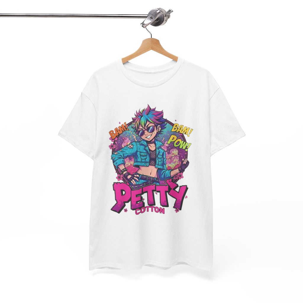 Petty Cotton Graphic Tee — Colorful Punk Anime-Inspired Design