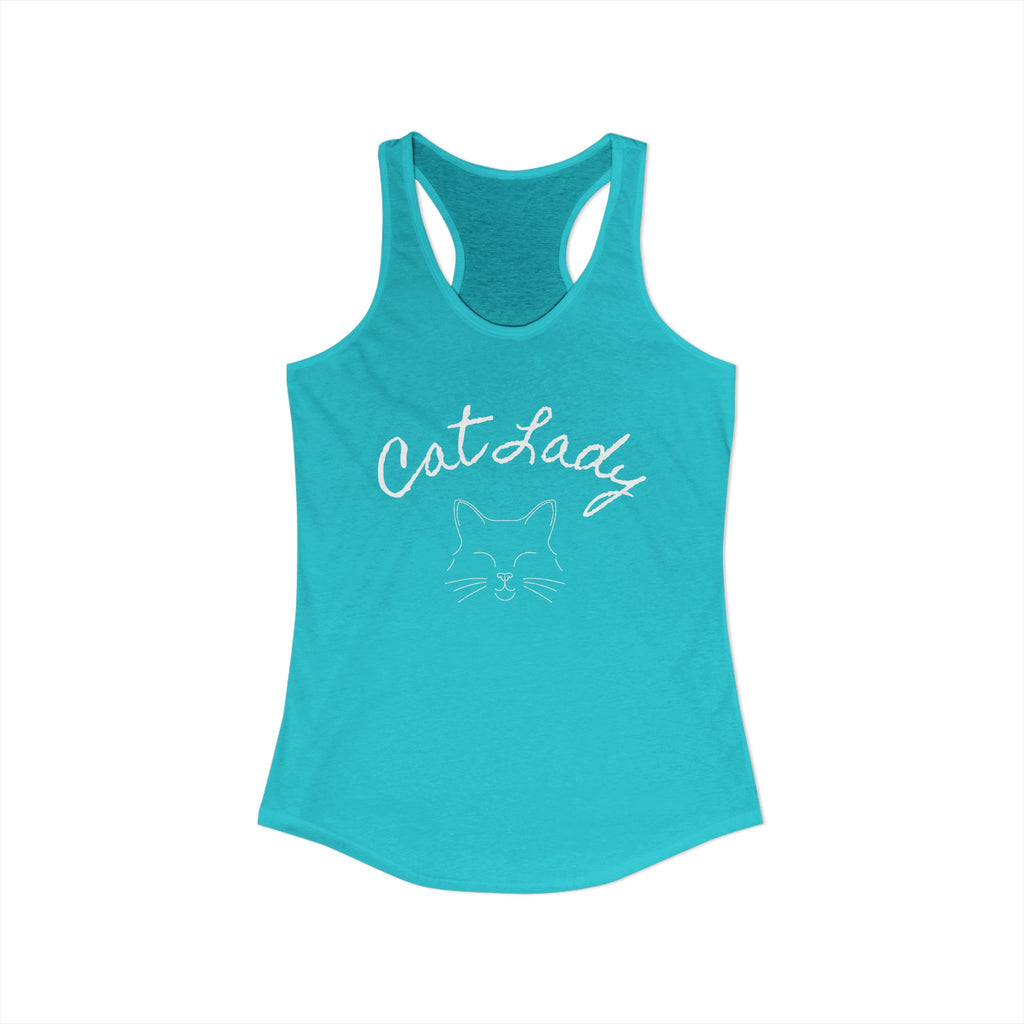 Cat Lady  In white font Women's Ideal Racerback Tank
