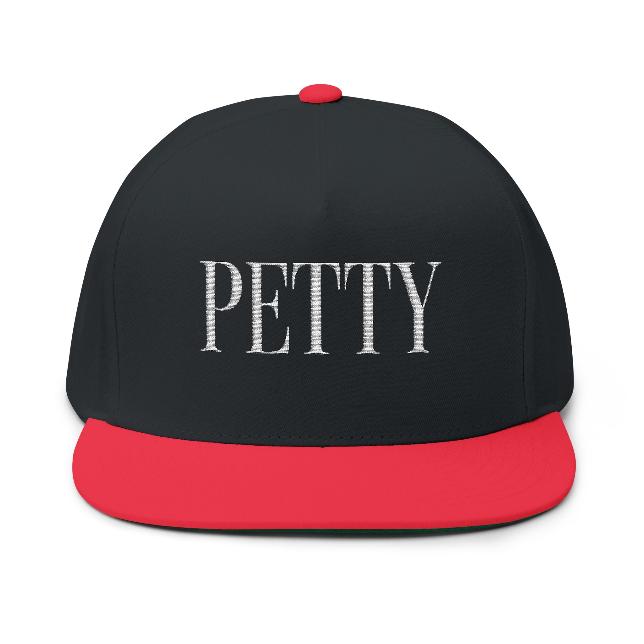 Petty Embroidered Flat Bill Cap — Bold Snapback Hat