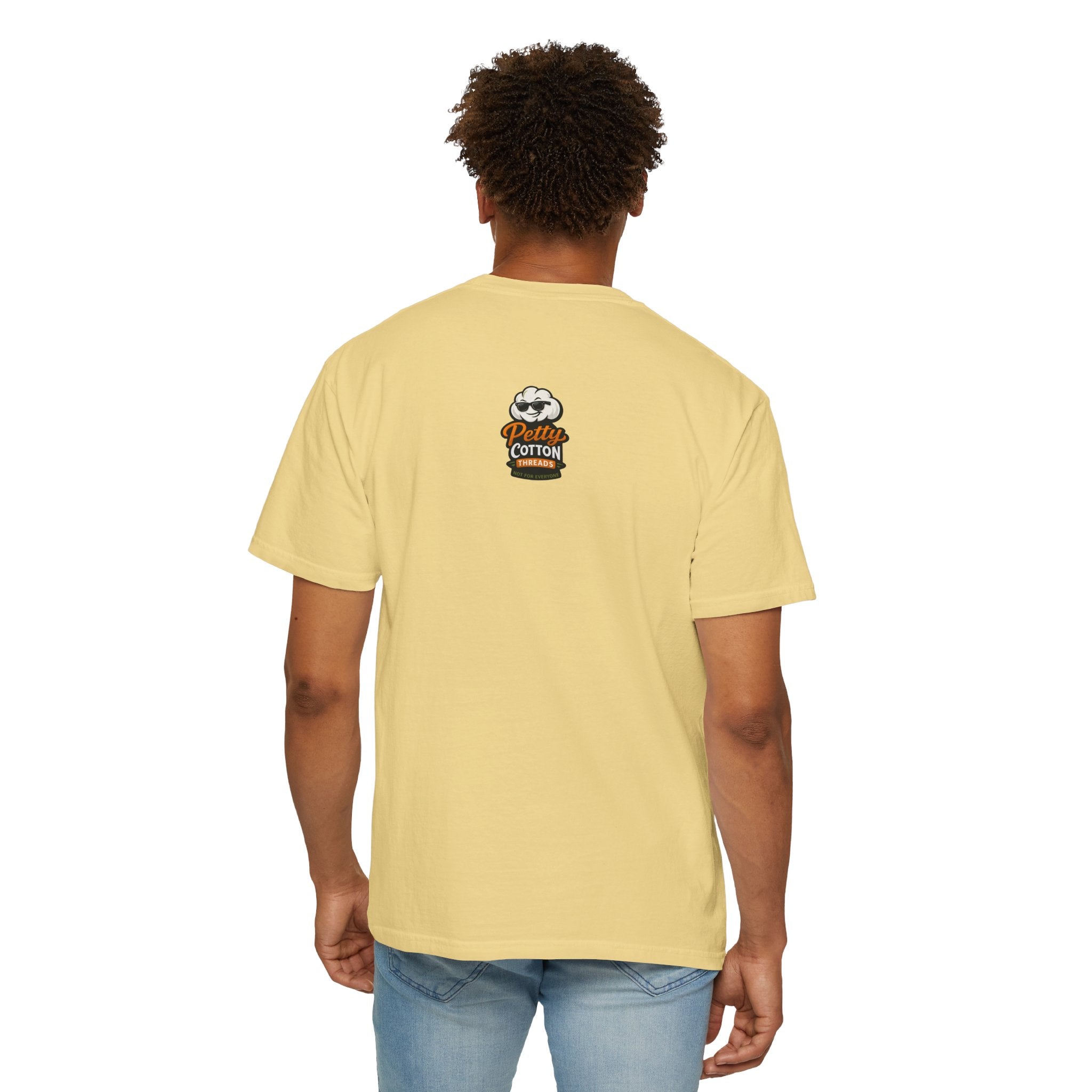 Ask Me Why I'm Petty T-Shirt — Funny Statement Tee with Cotton Logo (Back)