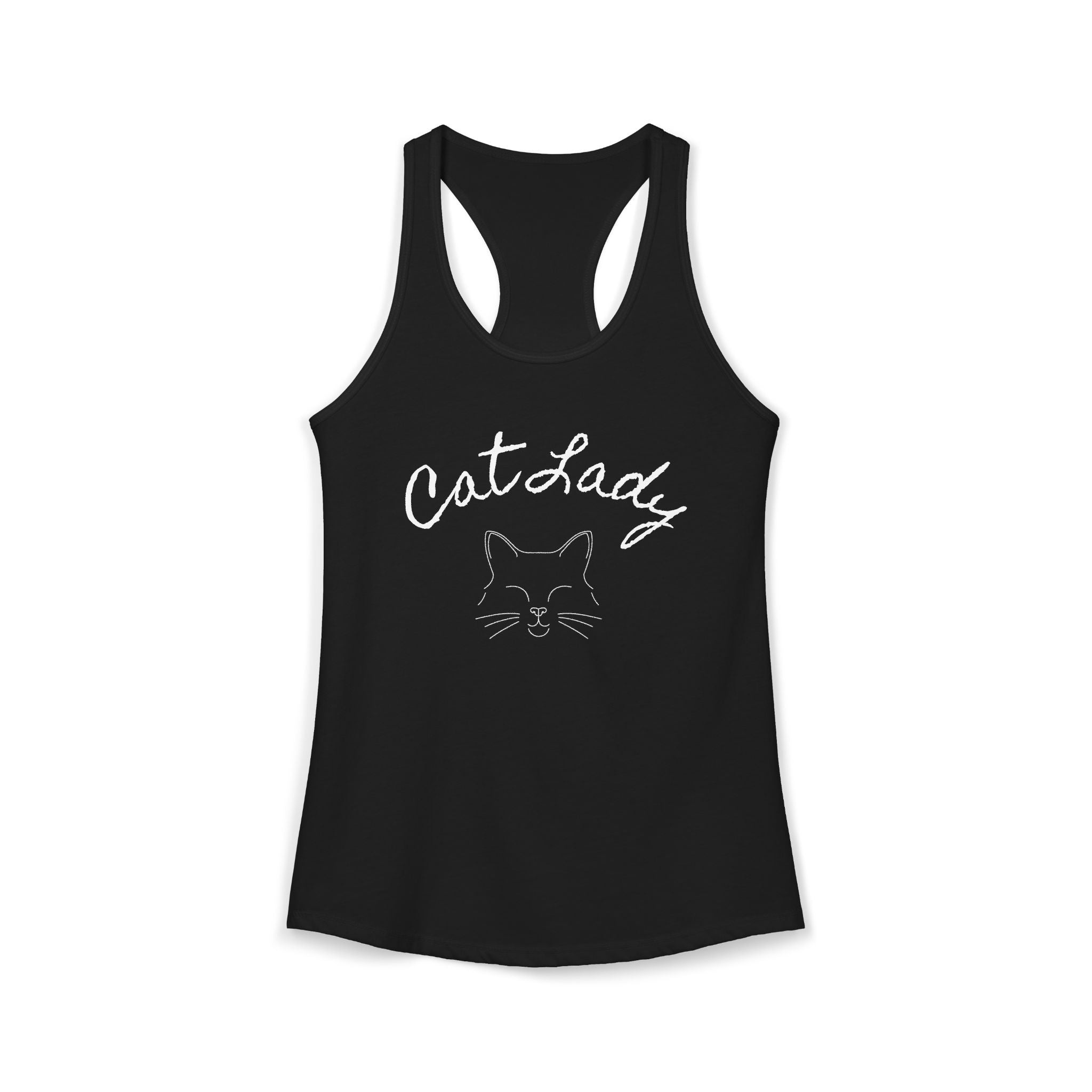 Cat Lady  In white font Women's Ideal Racerback Tank