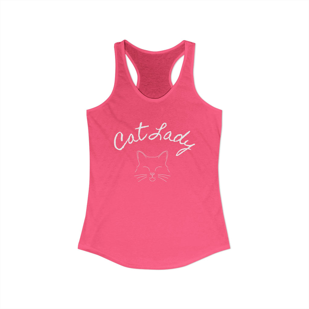 Cat Lady  In white font Women's Ideal Racerback Tank