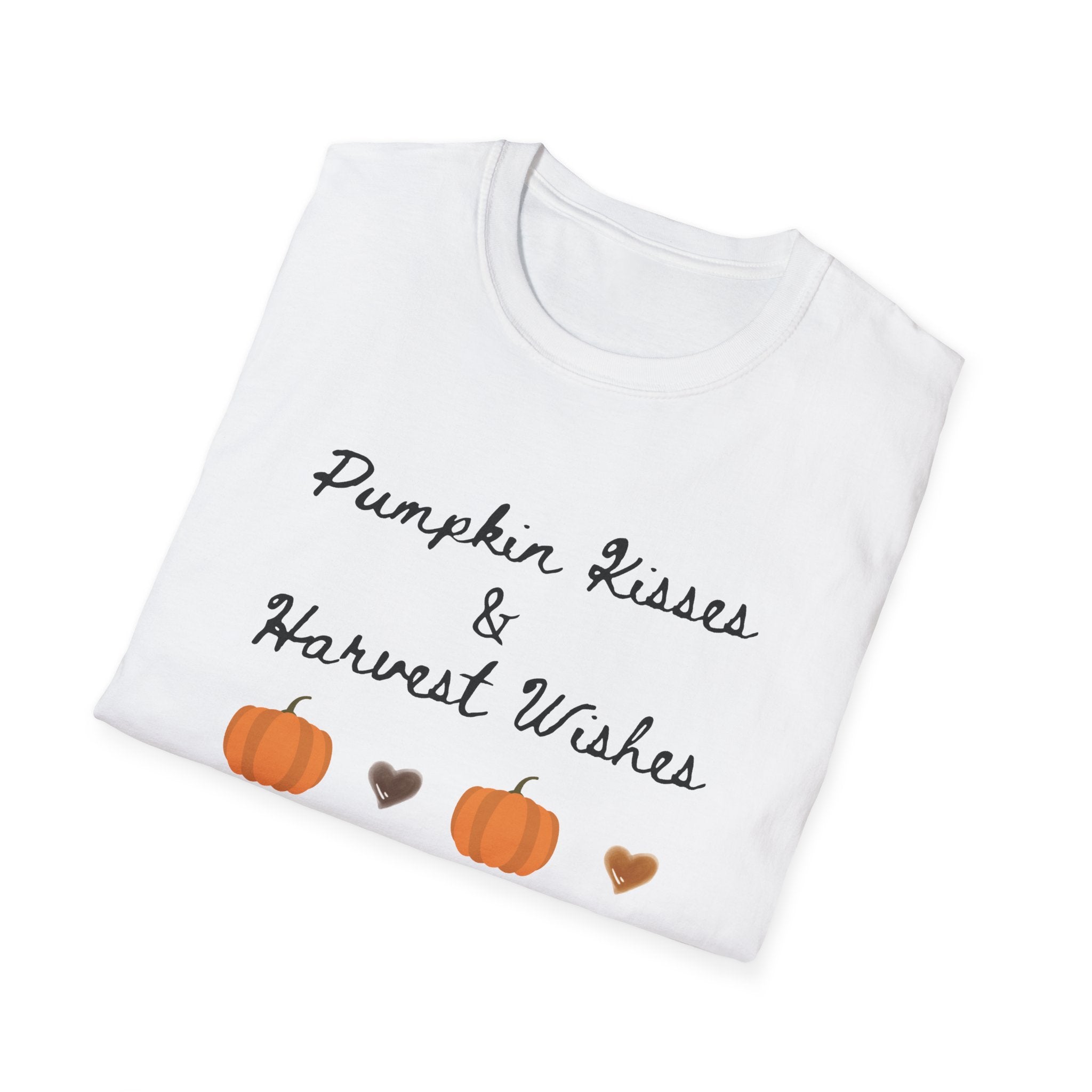Pumpkin Kisses & Harvest Wishes T-Shirt — Fall Pumpkin Tees